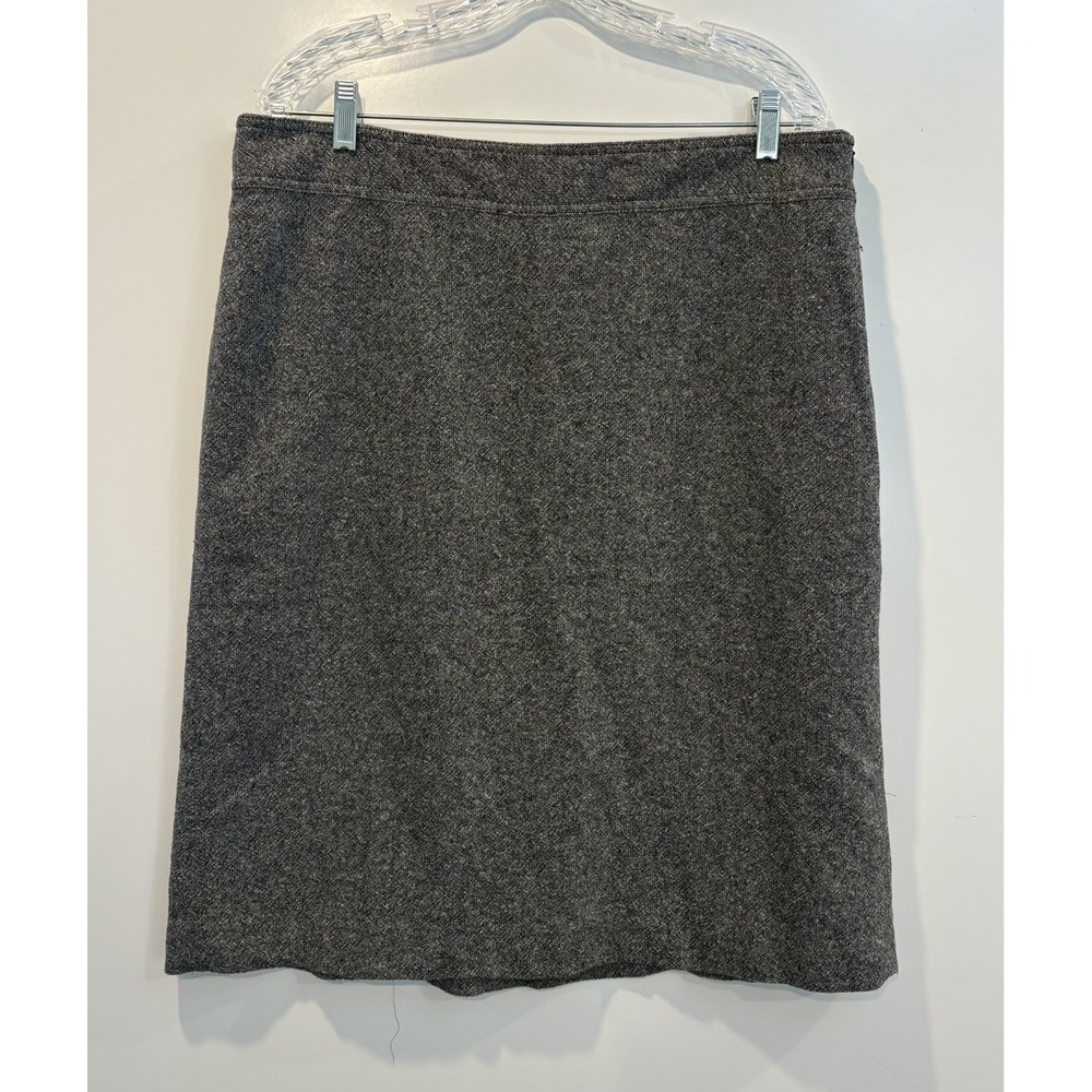 Gap Womens Gray Wool Silk Blend Tweed A-Line Skirt Size 16 Side Zip Lined 4593
